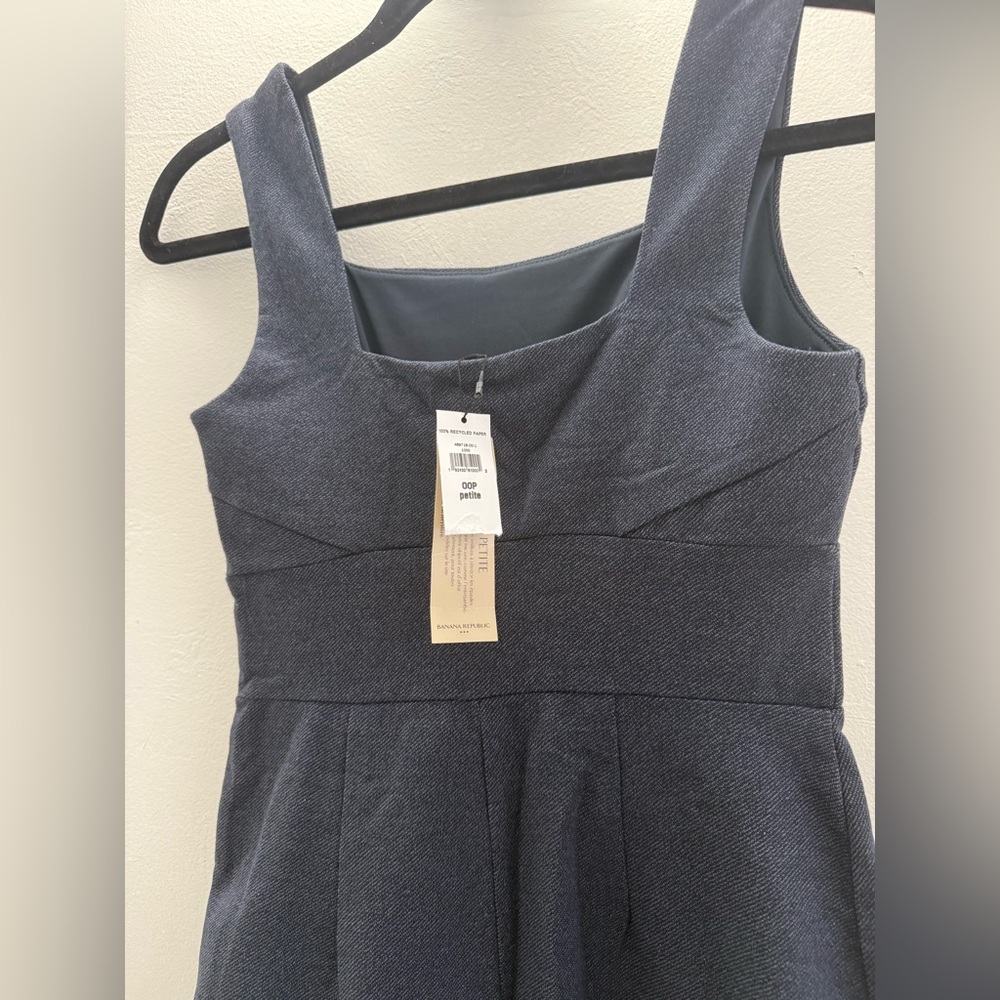 Banana Republic Factory Black Sheath Midi Dress Square Neck Sleeveless. Petite - Picture 5 of 10